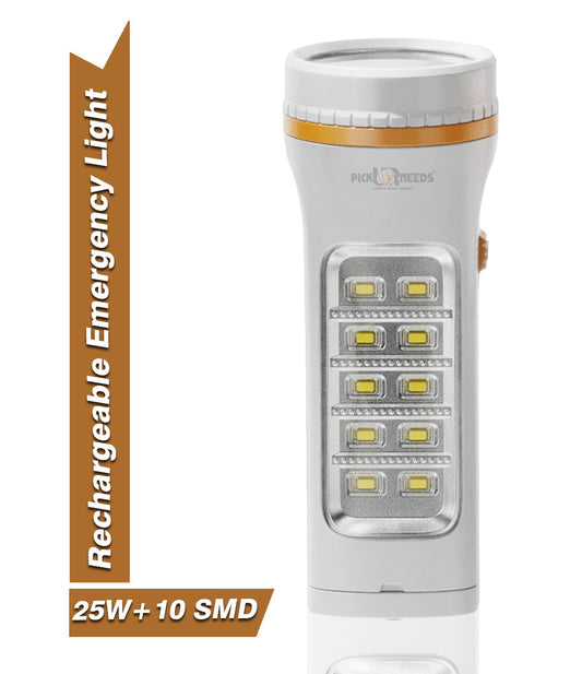 Pick Ur Needs Rechargeable 25W+10 SMD Emergency Long Range LED Torch Light With Slide charging 8 hrs Torch Emergency Light