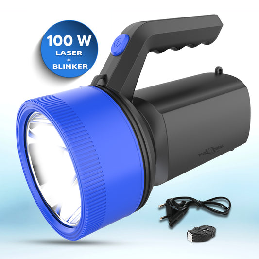 Pick Ur Needs® Rechargeable Long Range Light 100W Searchlight with Multi-Functional + Blinker Handheld Torch